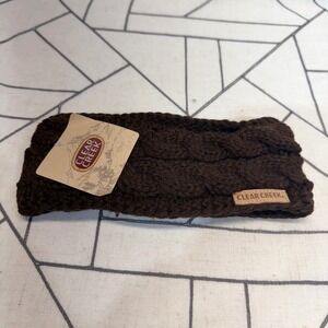 Clear Creek Headband OSFM Brown Cable Knit Faux Fur Lined Winter Ear Warmer